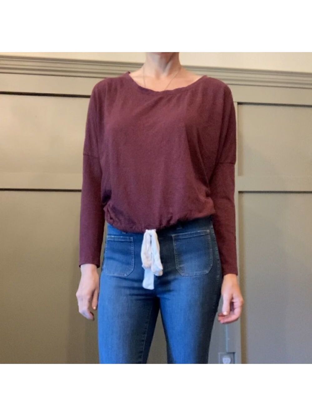 𝅺EBERJEY Heather Slouchy Lounge Tee Burgundy Size Small